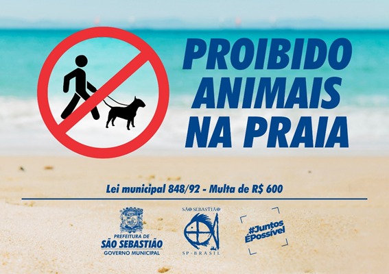 Em São Sebastião é proibido levar cães à praia. Foto: Divulgação Prefeitura