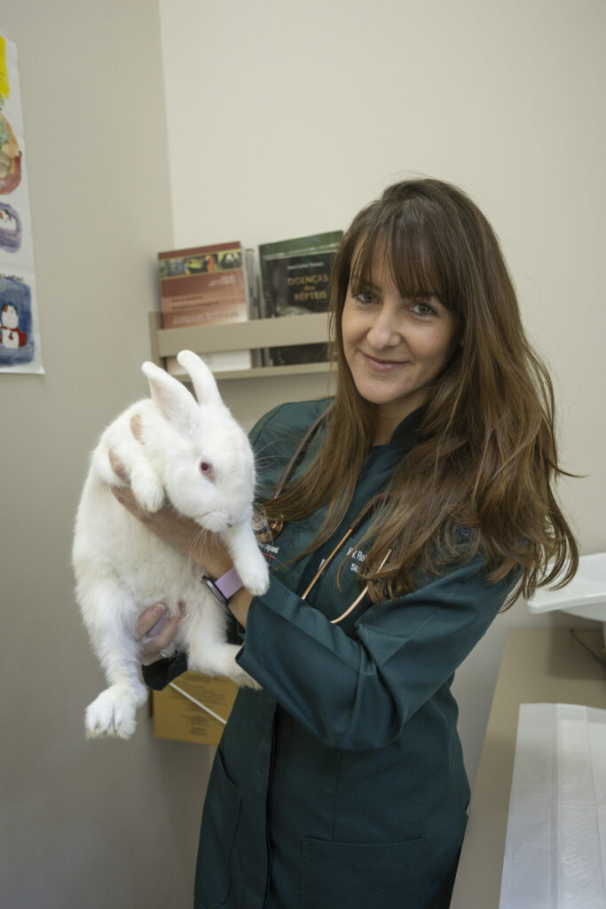 Raíssa Natali, veterinária de pets não convencionais do Hospital Veterinário Taquaral (Crédito: Vinícius Ferraz)
